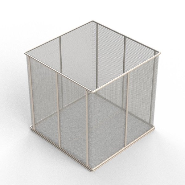 Anysizebasket Rectangular Wire Mesh Basket: 10Lx10Wx10H, 304 SS, 3/16 Rod Frame, No Handles, Mesh: 8 x .047 TMT-100100100-N08S